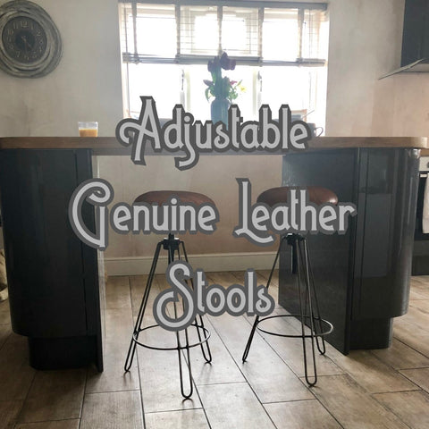 Adjustable Genuine Leather Bar Stools