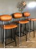 High back leather stool
